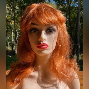 Adult Cosplay Wig Copper Hair Unisex Halloween Costume With Bangs